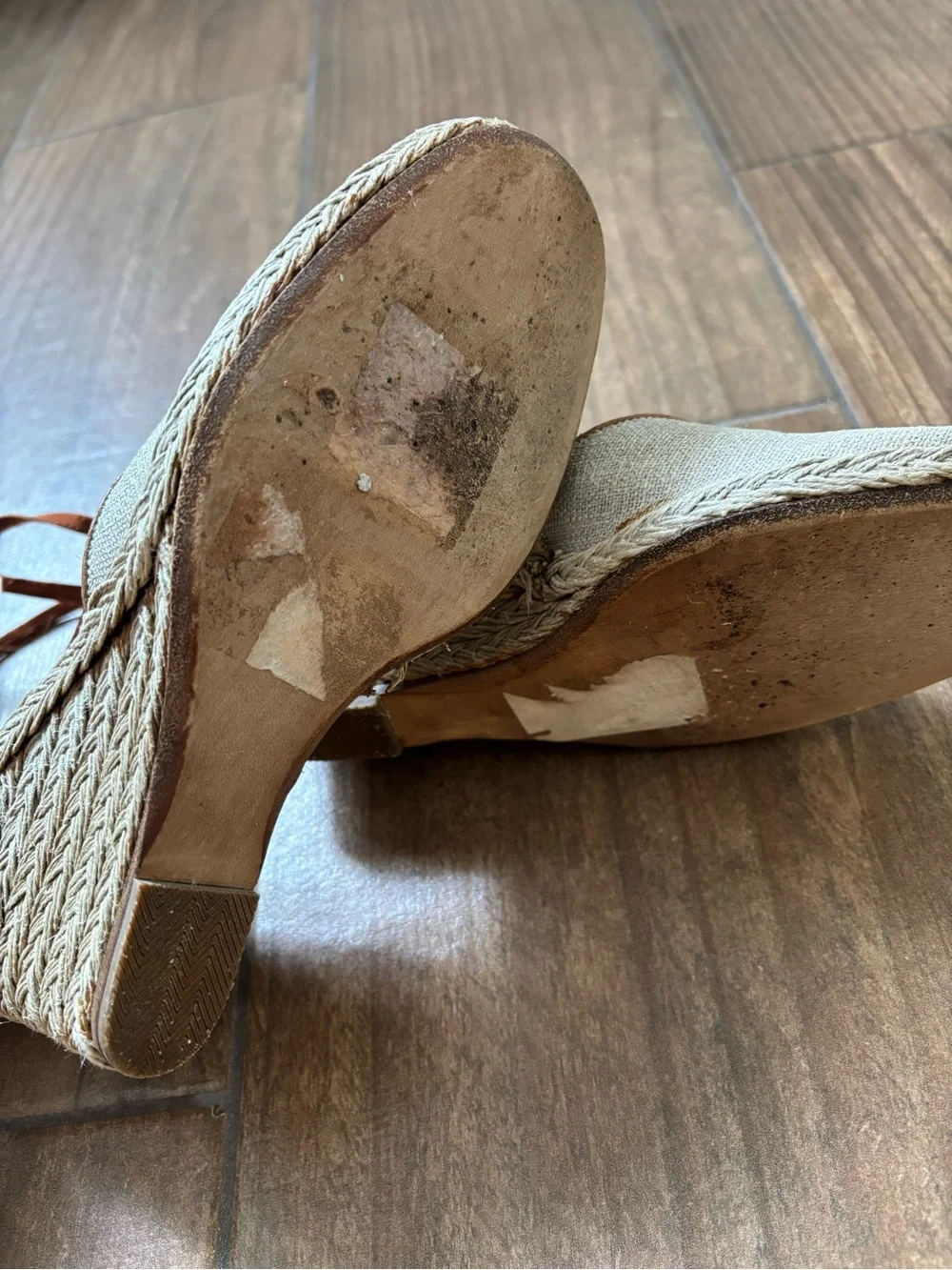 Salvatore Ferragamo Jute Fabric and Leather Espadrille Wedge Pumps Size 8